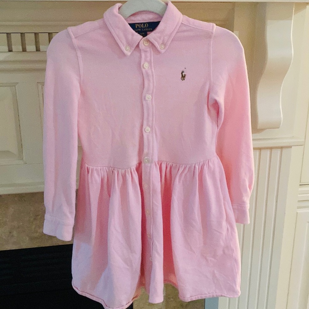 Polo by Ralph Lauren Pink Button-Front Cotton Dress